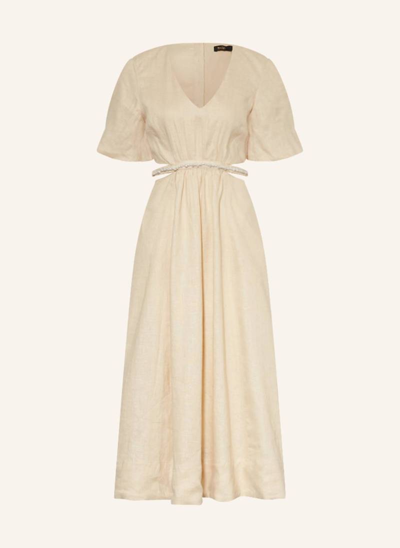 Maje Leinenkleid Mit Cut-Outs Und Schmuckperlen beige von Maje