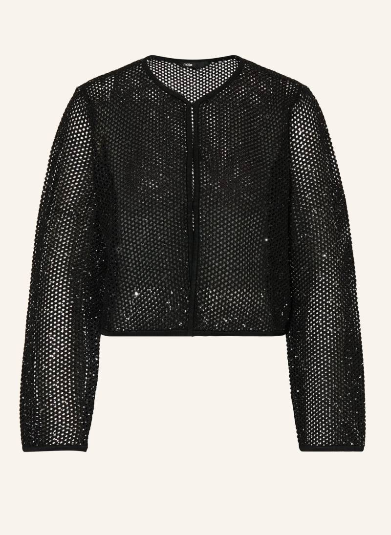 Maje Strickjacke Mit Glitzergarn Und Pailletten schwarz von Maje