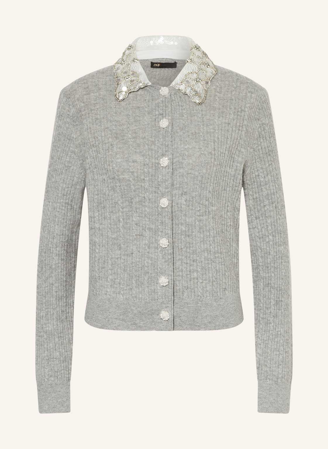 Maje Strickjacke Mit Schmucksteinen grau Maje Strickjacke Mit Schmucksteinen grau von Maje