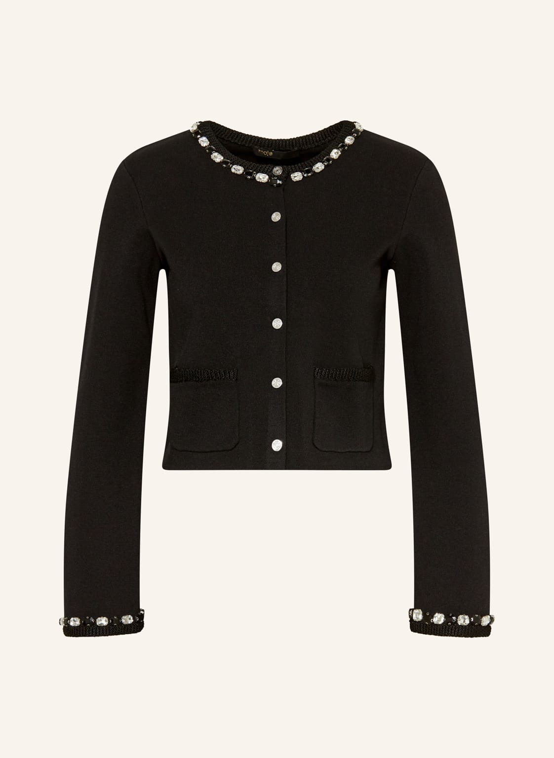 Maje Strickjacke Mit Schmucksteinen schwarz von Maje