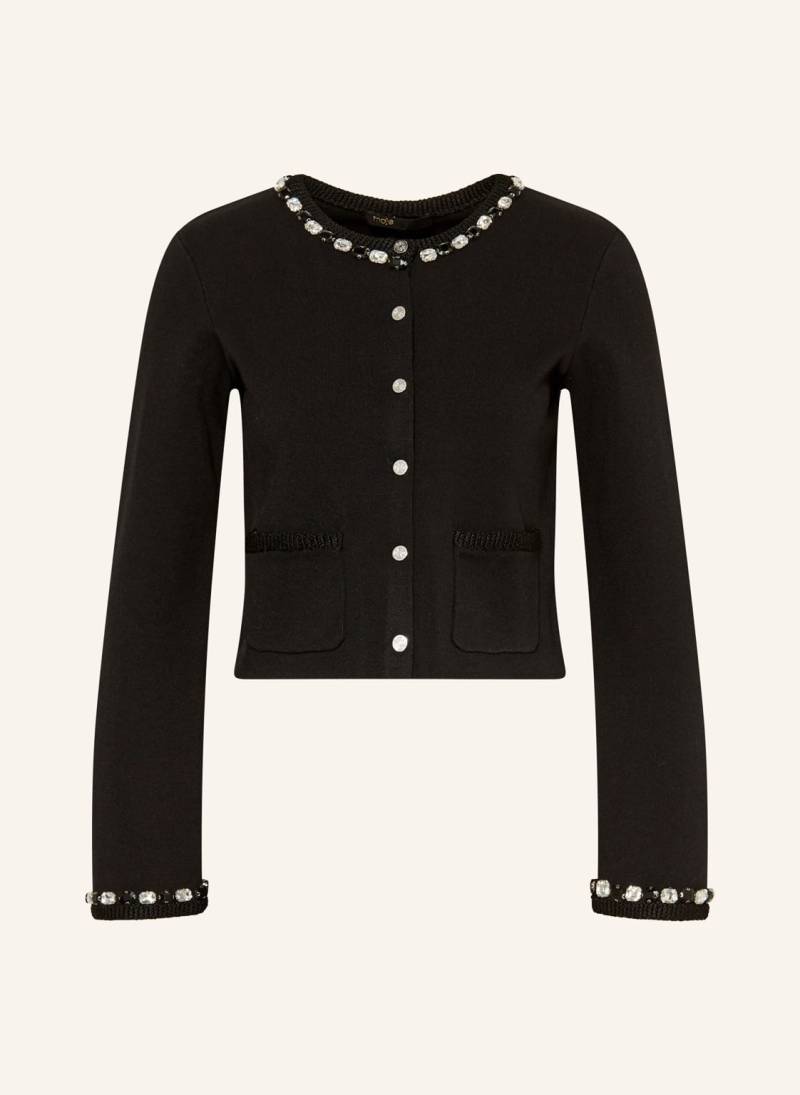 Maje Strickjacke Mit Schmucksteinen schwarz von Maje