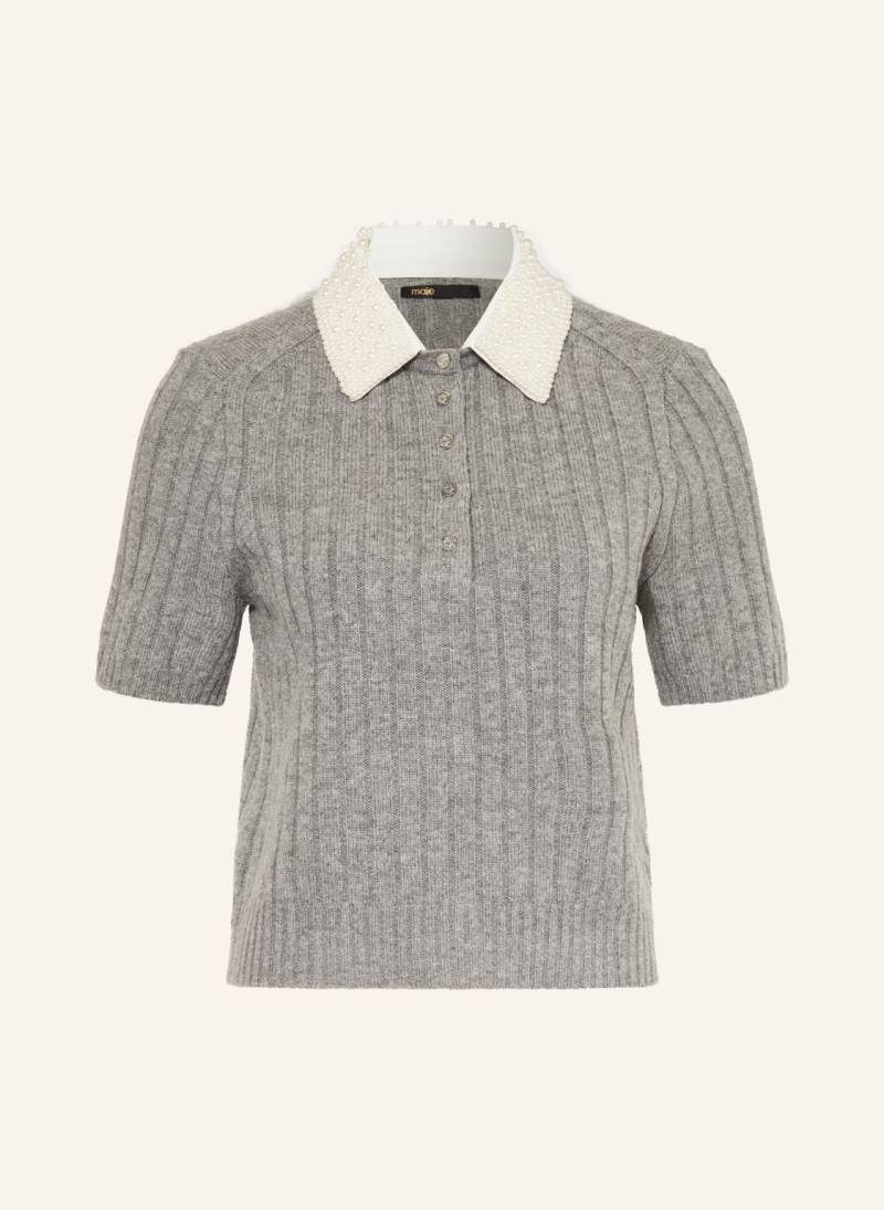 Maje Strickshirt Mit Schmuckperlen grau von Maje