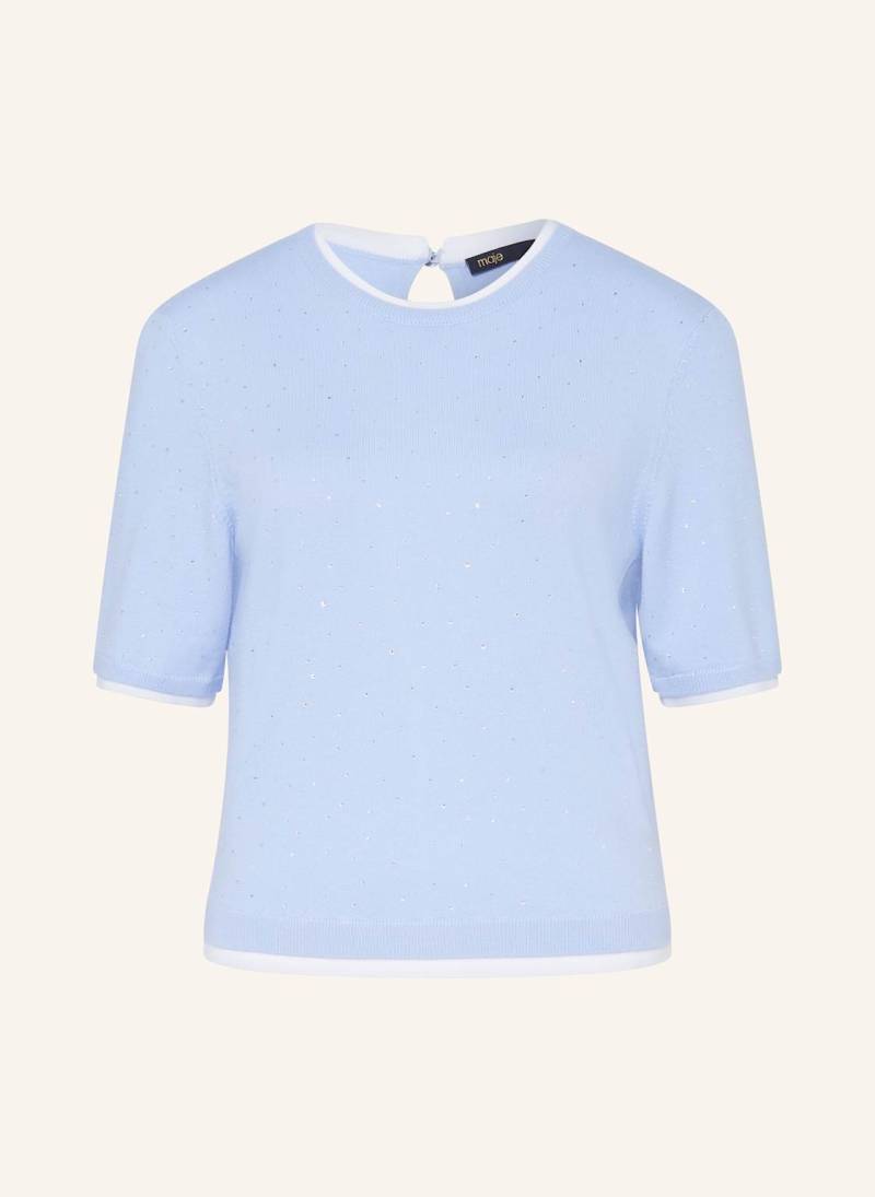 Maje Strickshirt Mit Schmucksteinen blau von Maje