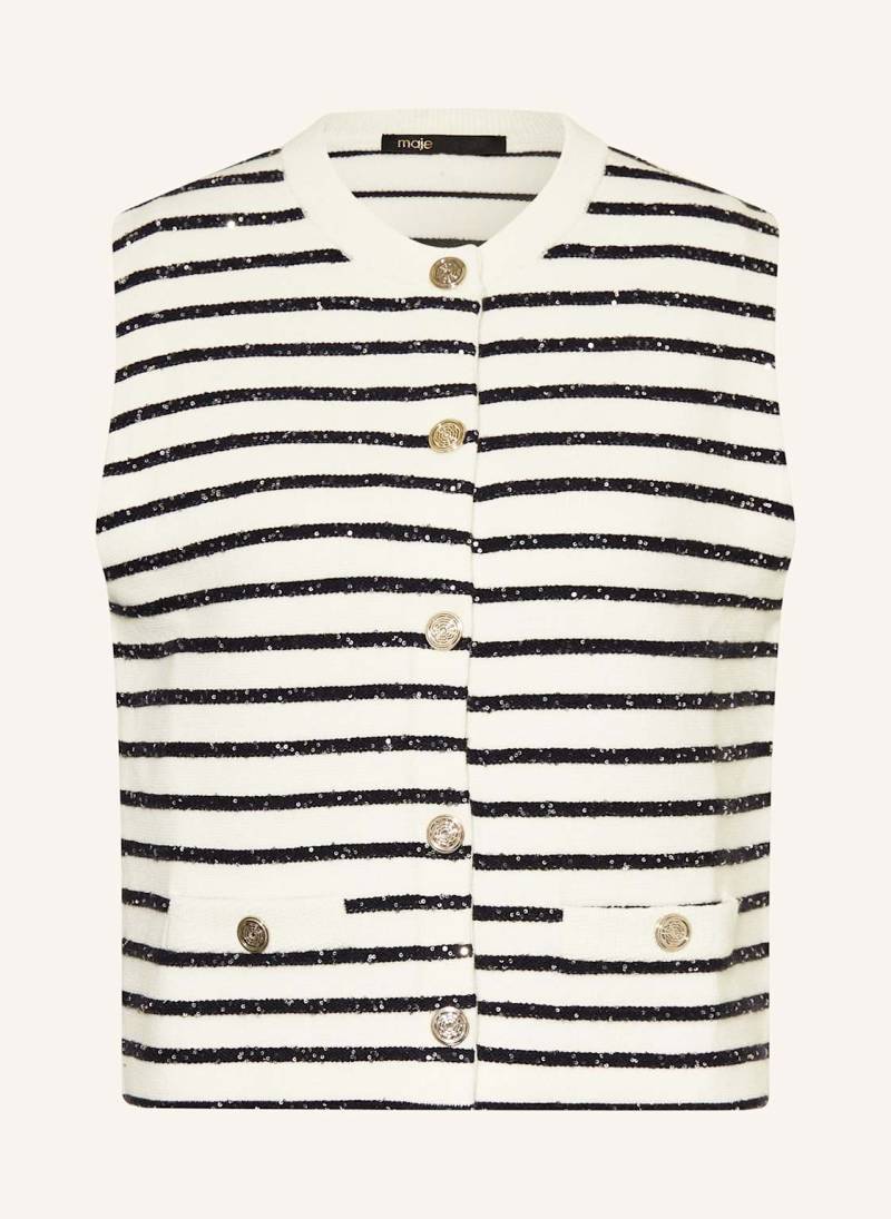 Maje Strickweste Mit Pailletten weiss von Maje