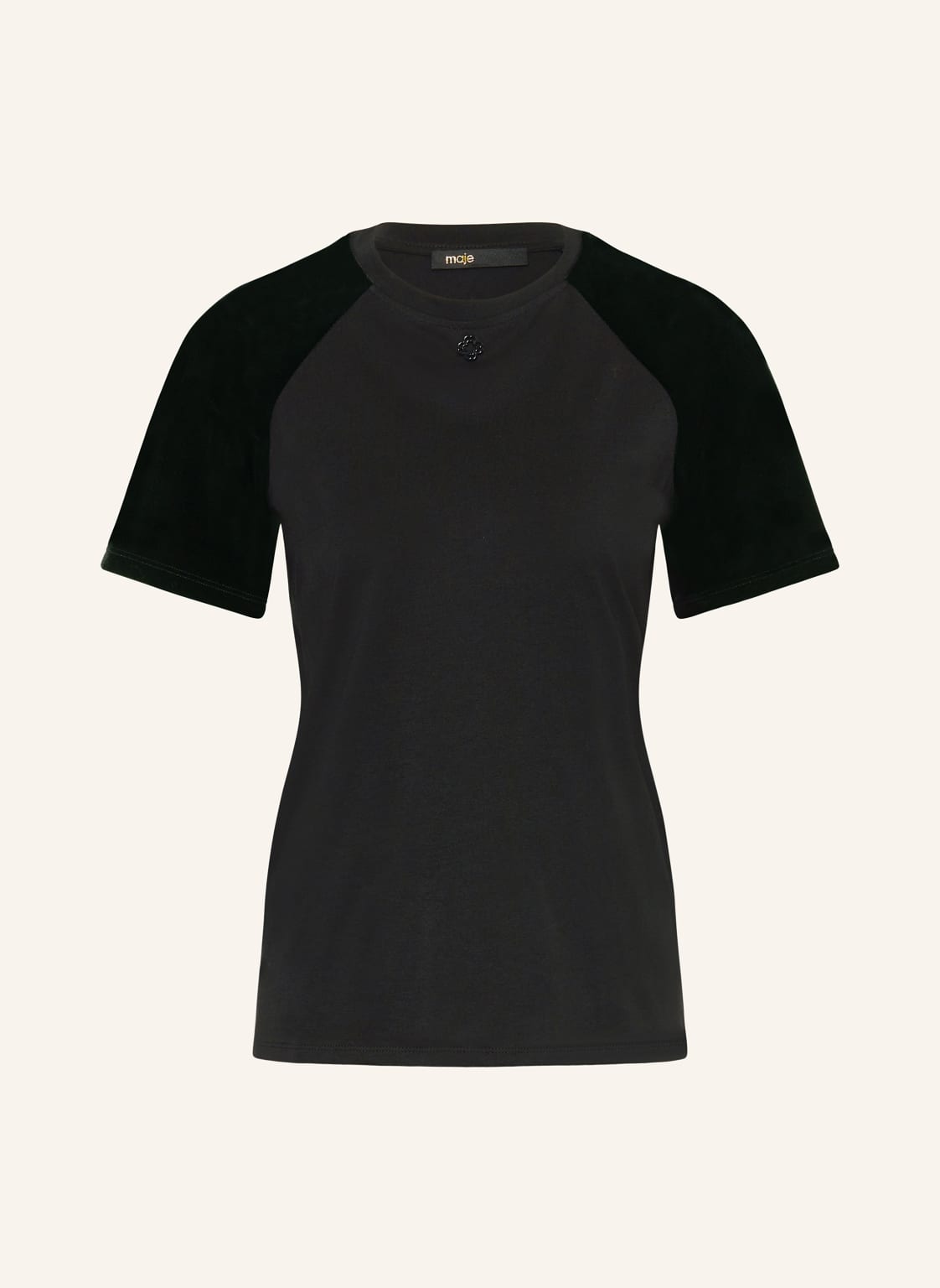 Maje T-Shirt Im Materialmix schwarz von Maje