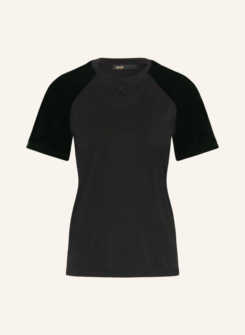 Maje T-Shirt Im Materialmix schwarz von Maje