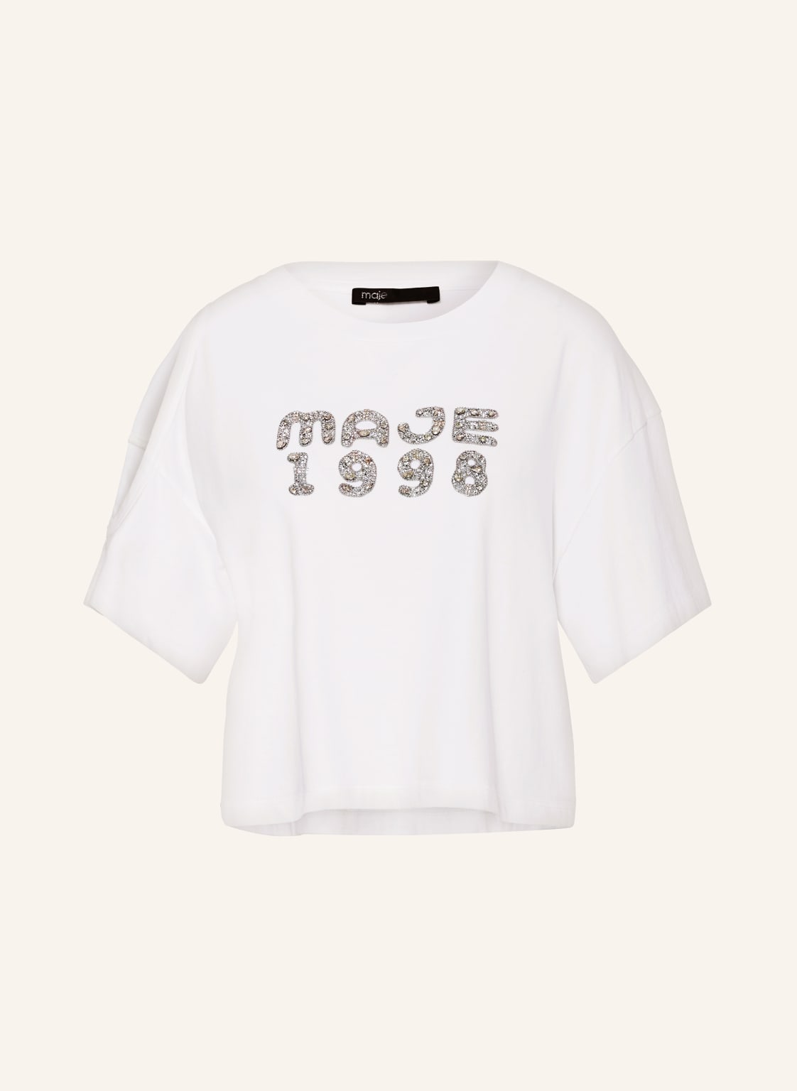 Maje T-Shirt Mit Cut-Out Und Schmucksteinen weiss von Maje