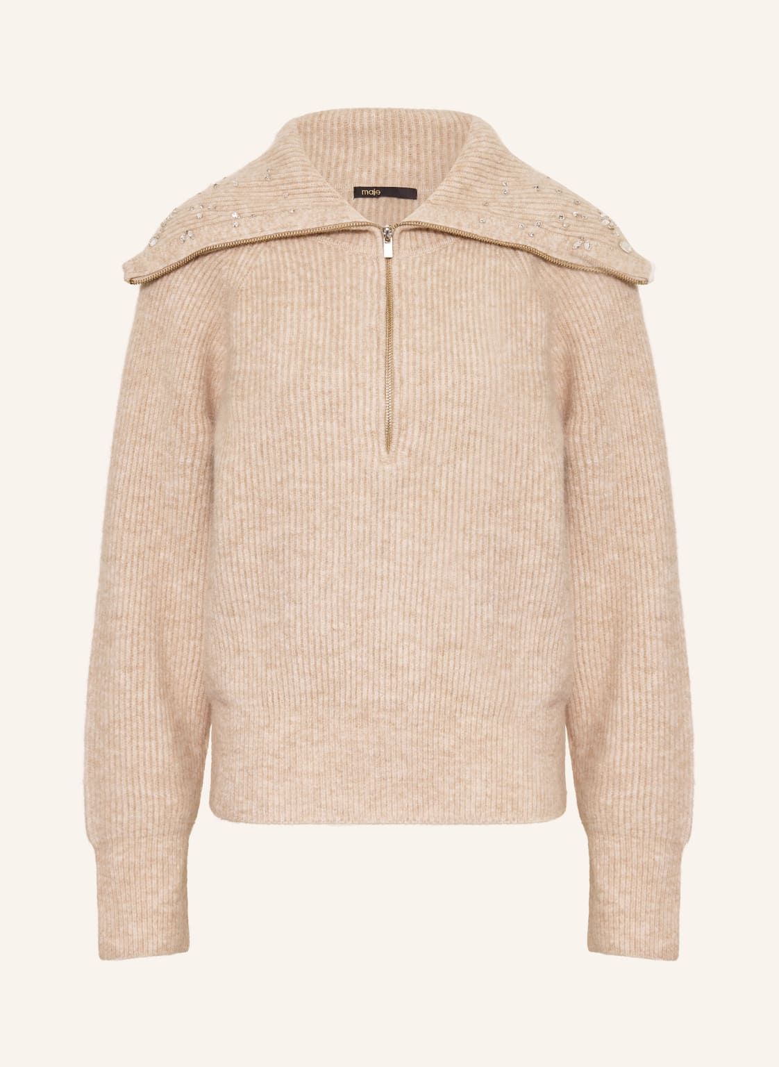 Maje Troyer Mit Schmucksteinen beige von Maje