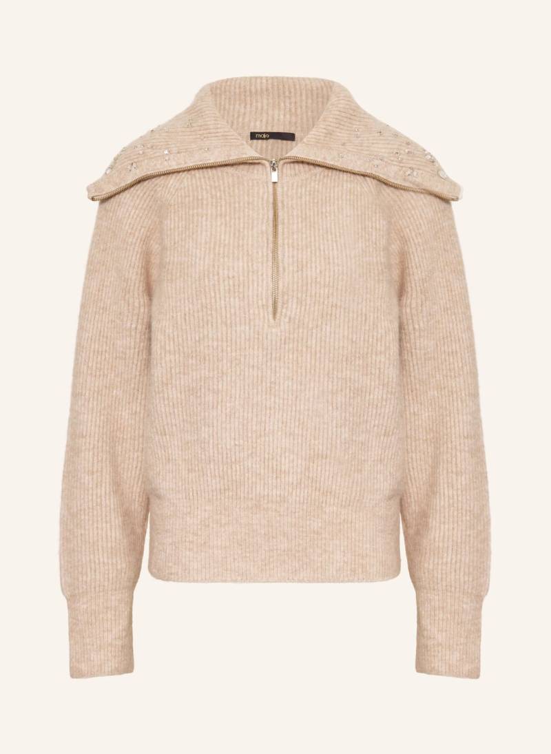 Maje Troyer Mit Schmucksteinen beige von Maje