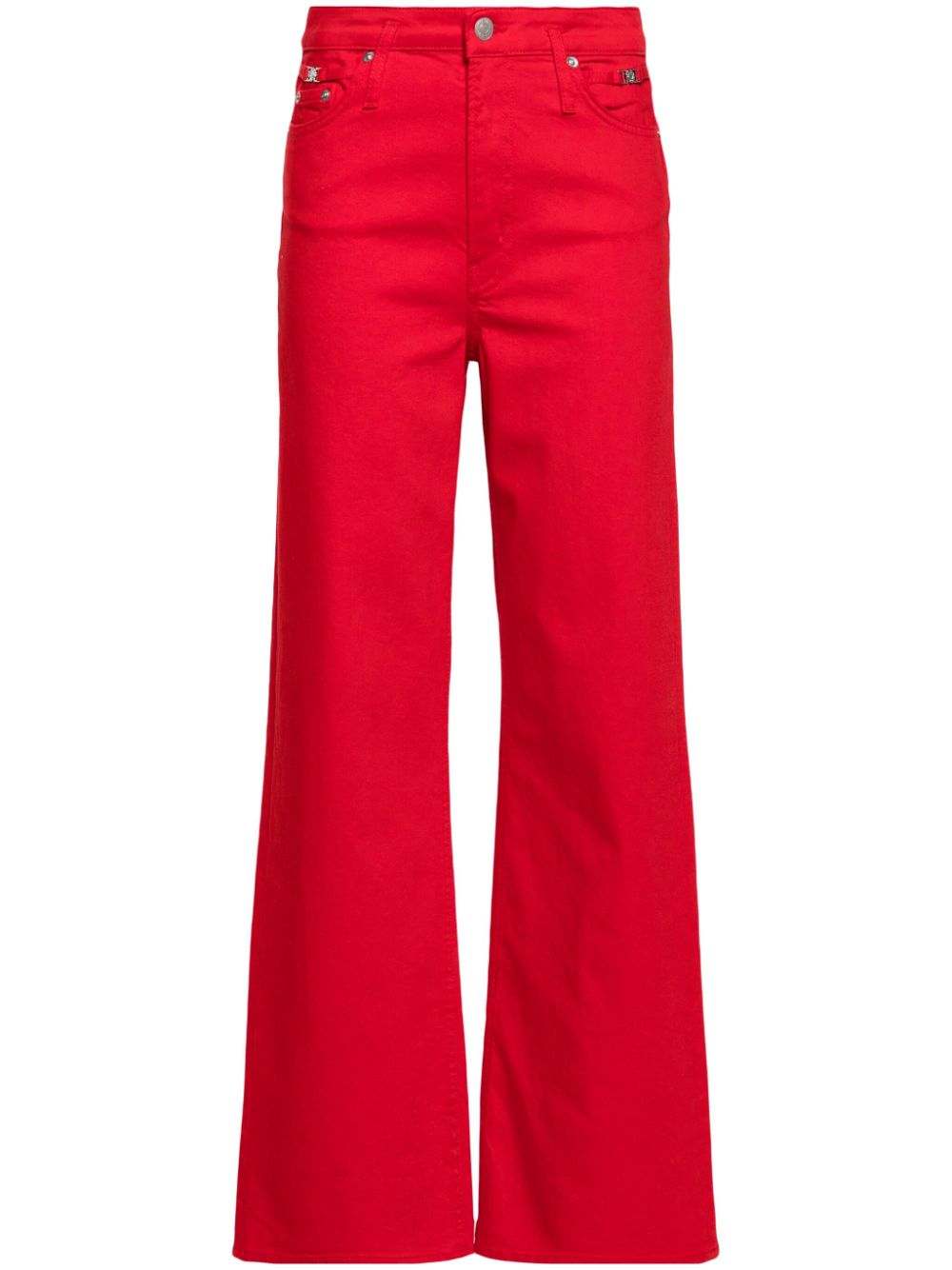 Maje Weite High-Rise-Jeans mit Kleeblatt-Schild - Rot von Maje