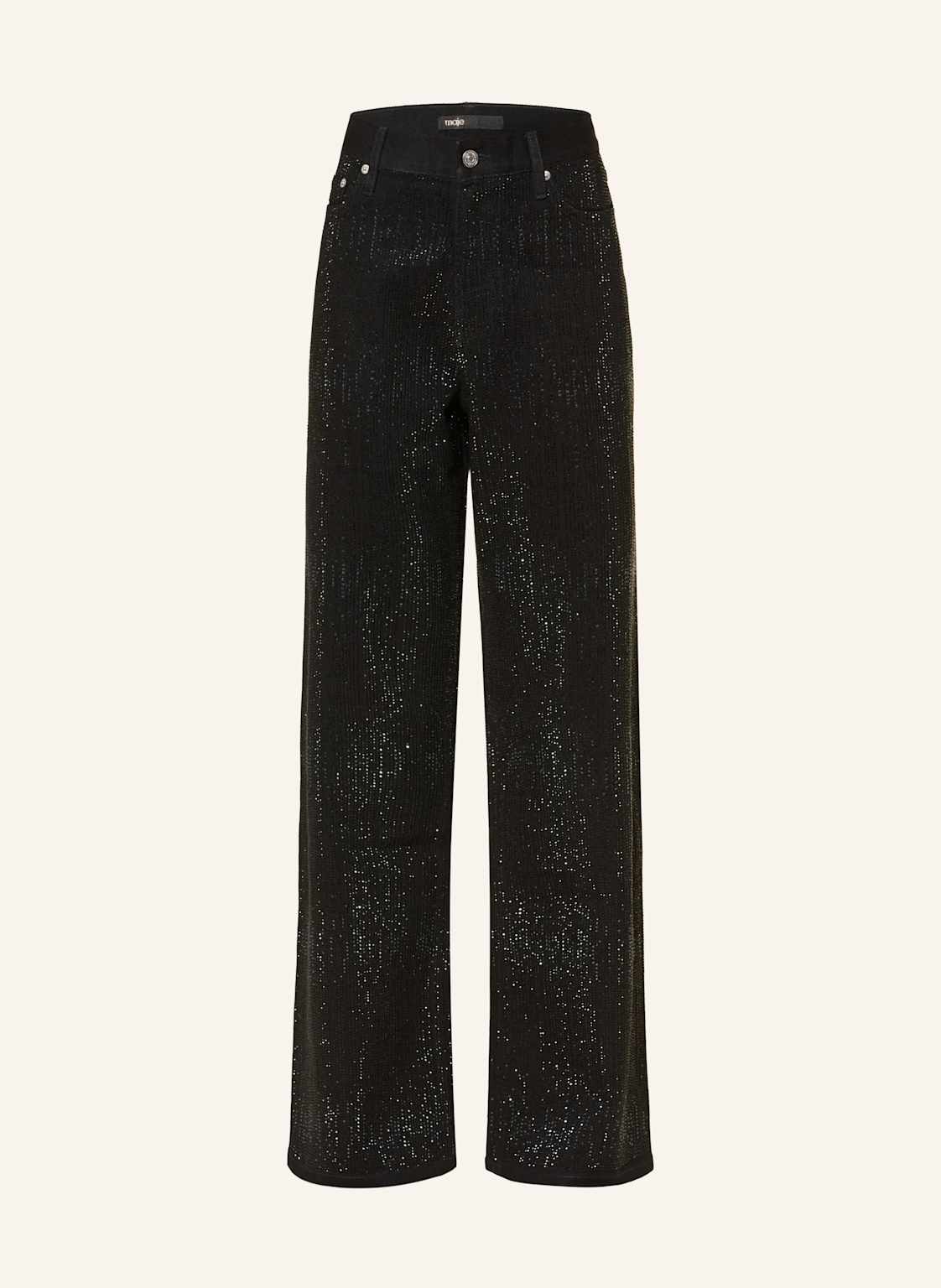 Maje Wide Leg Jeans Mit Schmucksteinen schwarz von Maje