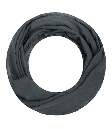 Majea Loop Alice schmaler Damen-Schal Loop Frühlingsschal Schlauchschal Rundschal Tuch uni unisex unifarben einfarbig Halstuch, Dunkelgrau, 160x52 von Majea