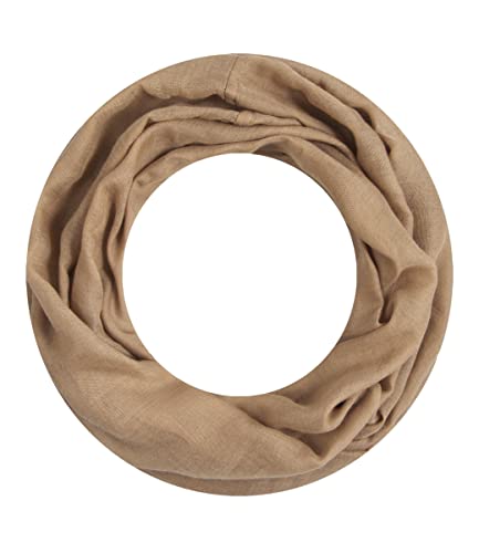 Majea Loop Alice schmaler Damen-Schal Loop Frühlingsschal Schlauchschal Rundschal Tuch uni unisex unifarben einfarbig Halstuch (camel), 160x52 von Majea