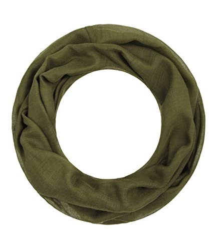 Majea Loop Alice schmaler Damen-Schal Loop Frühlingsschal Schlauchschal Rundschal Tuch uni unisex unifarben einfarbig Halstuch (dark olive) von Majea