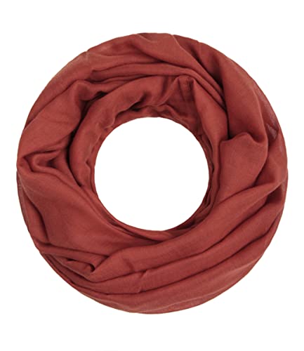 Majea Loop Cary Basic Schal Tuch Damen-schal Schlauchschal Rundschal Halstücher uni unifarben Loopschal einfarbig (880005) (rostbraun) von Majea