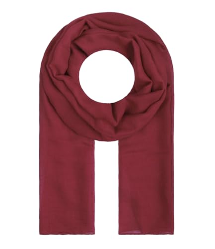 Majea Tuch Lima schmal geschnittenes Damen-Halstuch leicht uni einfarbig dünn unifarben Schal weich Sommerschal Übergangsschal, Cherry, 180cm x 50cm von Majea