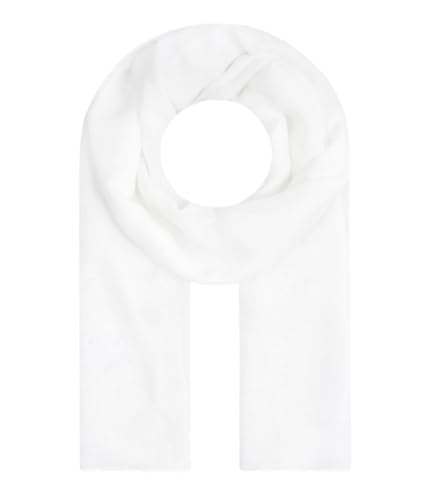 Majea Tuch Lima schmal geschnittenes Damen-Halstuch leicht uni einfarbig dünn unifarben Schal weich Sommerschal Übergangsschal, Weiß, 180cm x 50cm von Majea