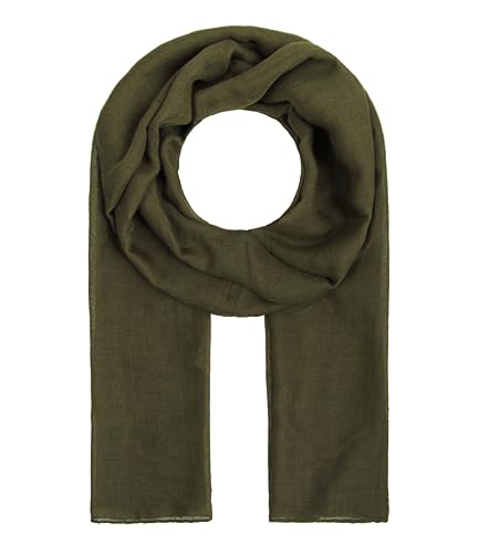 Majea Tuch Lima schmal geschnittenes Damen-Halstuch uni Schal einfarbig Sommerschal Sommer Halstuch (880010) (dark olive) von Majea