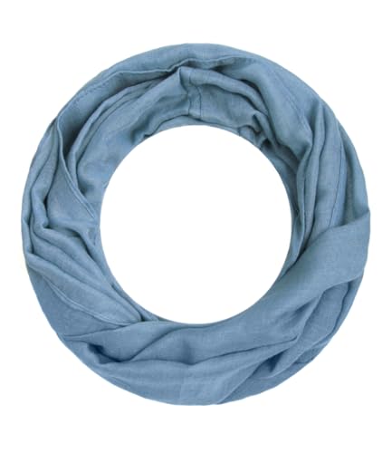 Majea Loop Alice schmaler Damen-Schal Loop Frühlingsschal Schlauchschal Rundschal Tuch uni unisex unifarben einfarbig Halstuch (denim) von Majea