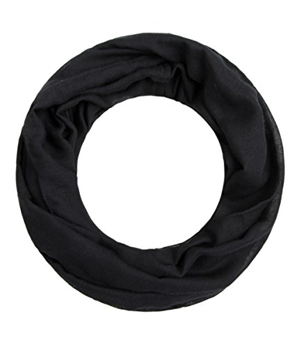 Majea Loop Alice schmaler Damen-Schal Loop Frühlingsschal Schlauchschal Rundschal Tuch uni unisex unifarben einfarbig Halstuch, Schwarz, 160x52 von Majea