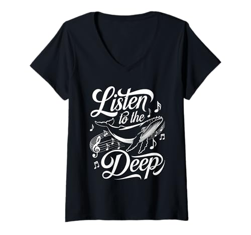 Damen Buckelwal Marine Wildlife Ocean Conservation Design T-Shirt mit V-Ausschnitt Damen Buckelwal Marine Wildlife Ocean Conservation Design T-Shirt mit V-Ausschnitt von Majestic Sea Creatures Whale Watching Nature Lover