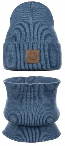 Majka | Kinder-Sportmütze & Schlauchschal Set | Kindermütze & Loop-Schal | 95% Baumwolle | Herbst Frühling Winter | Weiches & Pflegeleichtes (Blau, 40/48) von Majka