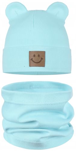 Majka | Kinder-Sportmütze & Schlauchschal Set | Kindermütze & Loop-Schal | 95% Baumwolle | Herbst Frühling Winter | weiches & pflegeleichtes (Türkis) von Majka