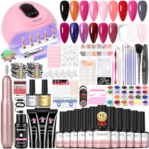 15 Farben Gelnägel Set Nagelfräser für Gelnägel mit UV Lampe für Gelnägel Starterset ,nagelfräser,Polygel, ,Nagelfeilen,Nagelstudio Set für UV Nageldesign Gelnägel Nagelset Nail Art Geschenke Frauen von Major Dijit