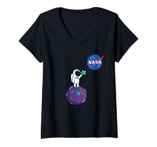 Damen Astronaut NASA Fleischbällchen T-Shirt mit V-Ausschnitt von Major Future NASA Space Clothing