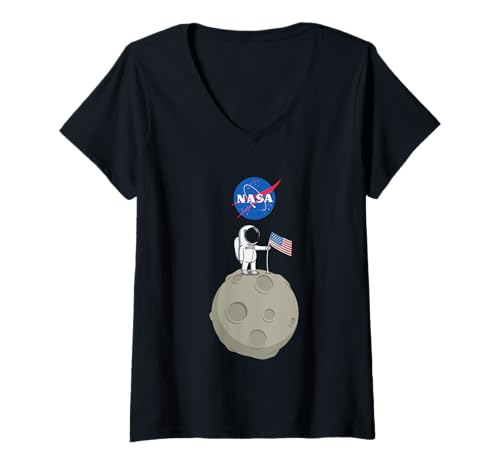 Damen Astronaut NASA Fleischbällchen T-Shirt mit V-Ausschnitt von Major Future NASA Space Clothing