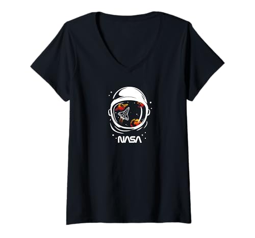 Damen NASA - Helmet In Space T-Shirt mit V-Ausschnitt Damen NASA - Helmet In Space T-Shirt mit V-Ausschnitt von Major Future Weltraumforscher NASA Shop