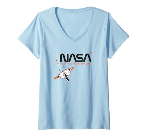 Damen NASA - Rocket Fly to The Stars T-Shirt mit V-Ausschnitt Damen NASA - Rocket Fly to The Stars T-Shirt mit V-Ausschnitt von Major Future Weltraumforscher NASA Shop