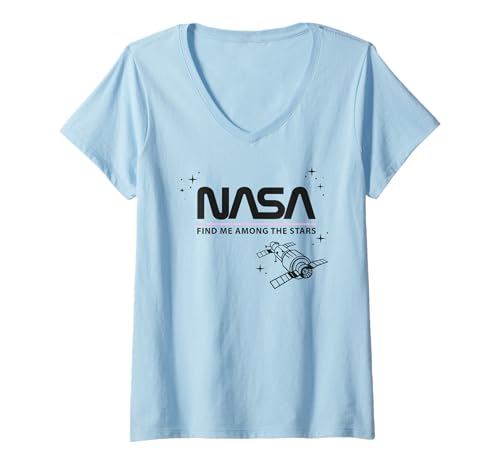 Damen NASA - Satellite Find Me Among The Stars T-Shirt mit V-Ausschnitt Damen NASA - Satellite Find Me Among The Stars T-Shirt mit V-Ausschnitt von Major Future Weltraumforscher NASA Shop