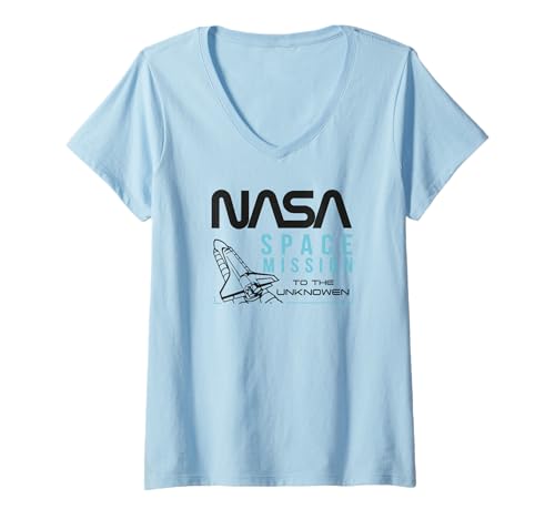 Damen NASA - Space Mission to The Unknown, blau/schwarz T-Shirt mit V-Ausschnitt Damen NASA - Space Mission to The Unknown, blau/schwarz T-Shirt mit V-Ausschnitt von Major Future Weltraumforscher NASA Shop
