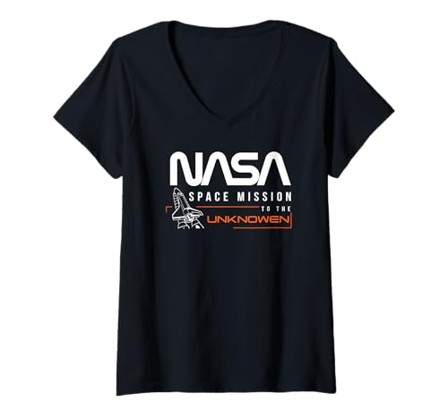 Damen NASA - Space Mission to The Unknown, schwarz T-Shirt mit V-Ausschnitt Damen NASA - Space Mission to The Unknown, schwarz T-Shirt mit V-Ausschnitt von Major Future Weltraumforscher NASA Shop