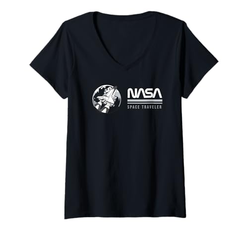 Damen NASA - Space Traveller Rocket T-Shirt mit V-Ausschnitt Damen NASA - Space Traveller Rocket T-Shirt mit V-Ausschnitt von Major Future Weltraumforscher NASA Shop
