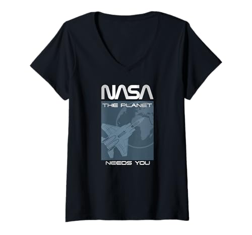 Damen NASA - The Planet Needs You T-Shirt mit V-Ausschnitt Damen NASA - The Planet Needs You T-Shirt mit V-Ausschnitt von Major Future Weltraumforscher NASA Shop