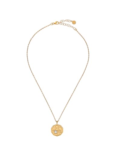 Majorica Goldene Halskette "Mom Love" mit weißer Perle, 4 mm - Goldkette von 40 + 5 cm - besonderer Schmuck für den Muttertag - Mom Love Collection, Perla media bola blanca de 4mm. Largo 40 cm, von Majorica