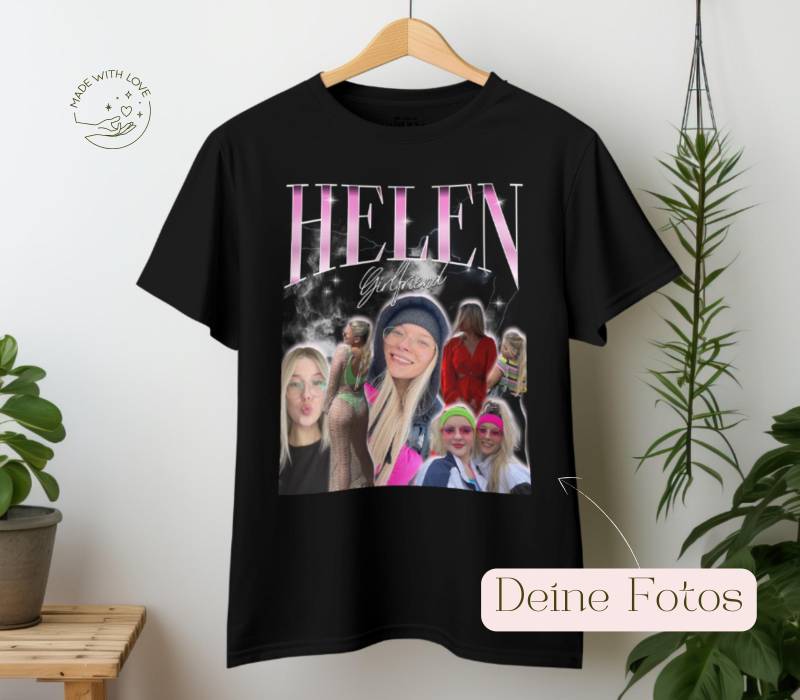 90S Bootleg Shirt Personalisiert in Schwarz, Pink // Tiktok von MajouDesigns