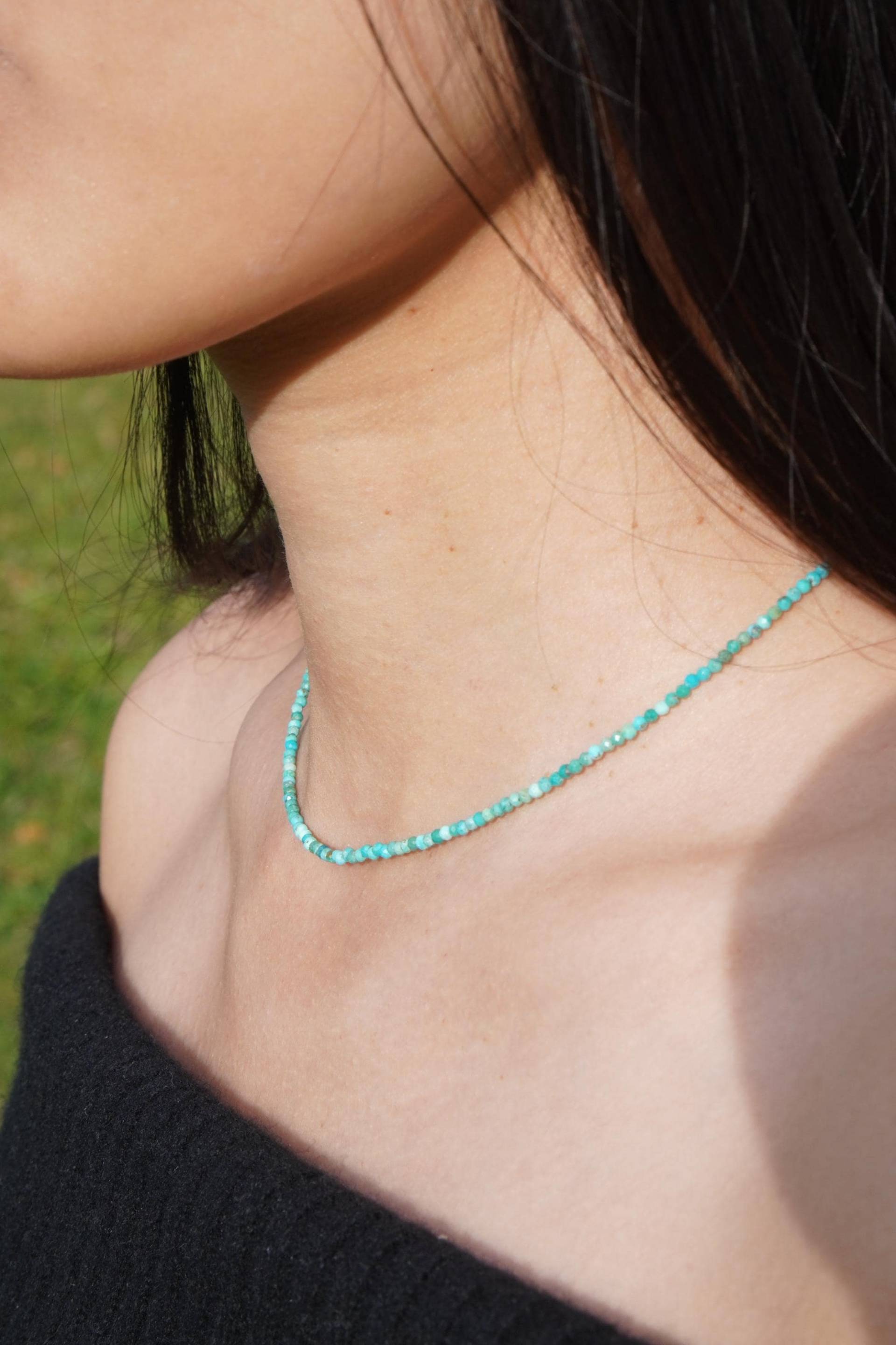 Feine Halskette Türkis Aaa 3A Edelstein Handmade Handgefertigt Grün Blau Feine Halskette Türkis Aaa 3A Edelstein Handmade Handgefertigt Grün Blau von MakaMokaEnergy