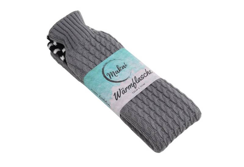 Makai Wärmflasche, extra lang mit zwei kuschelig weichen Strickbezügen von Makai