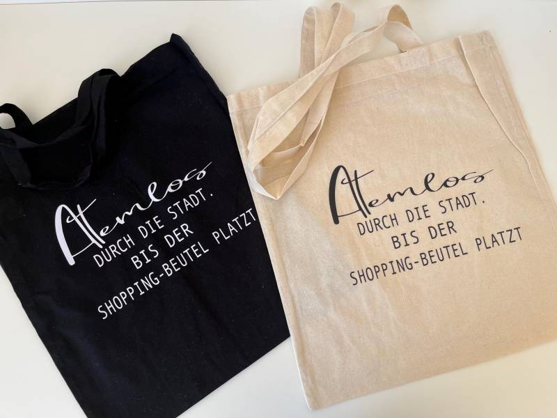 Jutetasche "Atemlos Durch Die Stadt..." I Shopping Beutel Personalisierte Tragetasche von Makarius