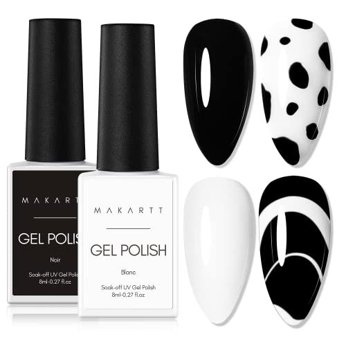 Makartt Gel Nagellack Set, Schwarz Weiß Farben Black White Gel Nail Polish Led Pure Gel Soak Off Duets Collection 8ml 2 Pcs von Makartt