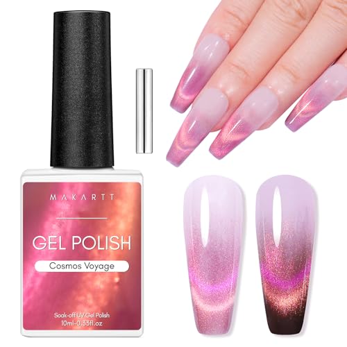 Makartt Cat Eye UV Gel - 10ml Doppelte Blitzeffekte Cat Eye Nagellack mit Magnet Stick Magnetischer UV LED Gel Nail Polish für Maniküre Home DIY Geschenk, Cosmos Voyage von Makartt