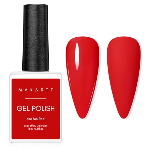 Makartt UV Gel Nagellack Rot - 15ml Gel Nail Polish Farbe Soak Off Schellack Nagellack Natur für Salon Maniküre Pediküre zu Hause DIY Nail Art Geschenk von Makartt