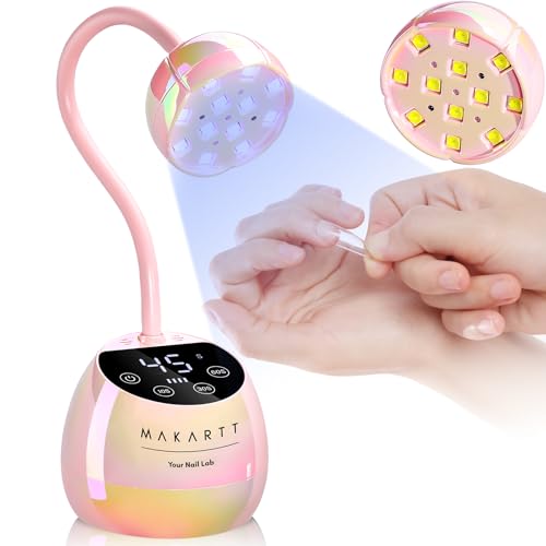Makartt UV LED Nail Lamp, Gooseneck UV Lamp for Nägel Cordless, Rechargeable USB 39W Dryer LED Lamp with Auto Sensor 4 Timer Settings, Fast Curing für 3D Nail Art Polish (Glazed Pink) von Makartt
