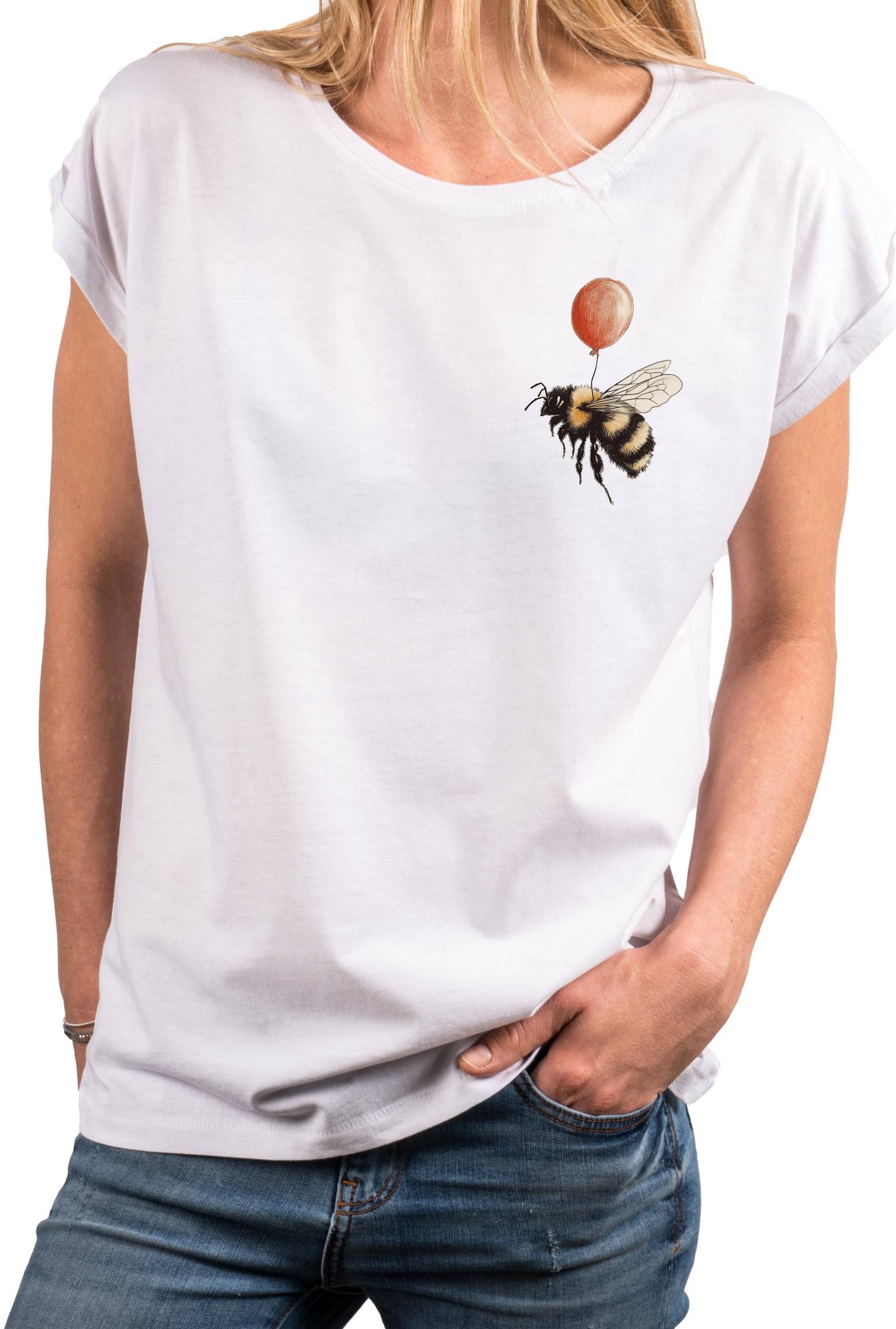 Damen T-Shirt Mit Kleinem Hummel Print Auf Der Brust - Baumwollshirt Tiermotiv, Oversize Schnitt, Sommer Kurzarm, Große Größen Xs 5Xl von MakayaShirts