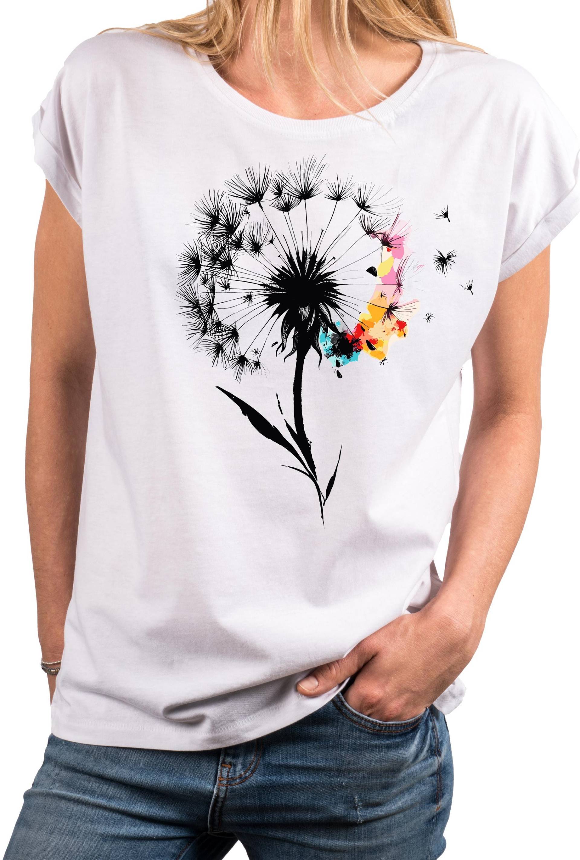 Damen T-Shirt Mit Pusteblume Blumenmuster - Kurzarm Shirt Floralem Print, Baumwolle, Sommer Oberteil, Oversize, Große Größen Xs 5Xl von MakayaShirts
