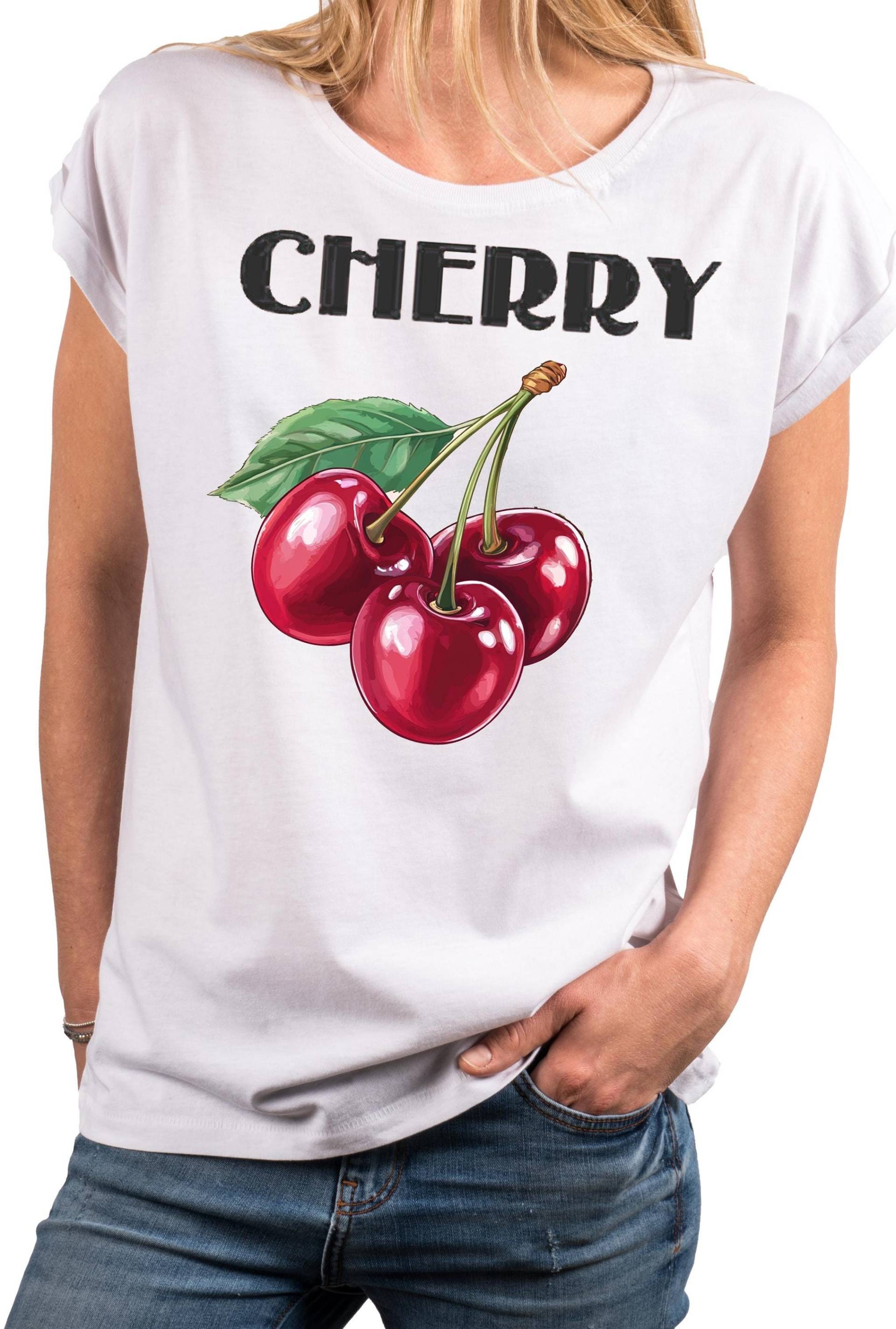 Damenshirt Kurzarm Große Größen - Kirsch Cherry Shirt Sommer Top Damen Elegant Modern Mit Aufdruck Baumwolle Xs-5Xl von MakayaShirts