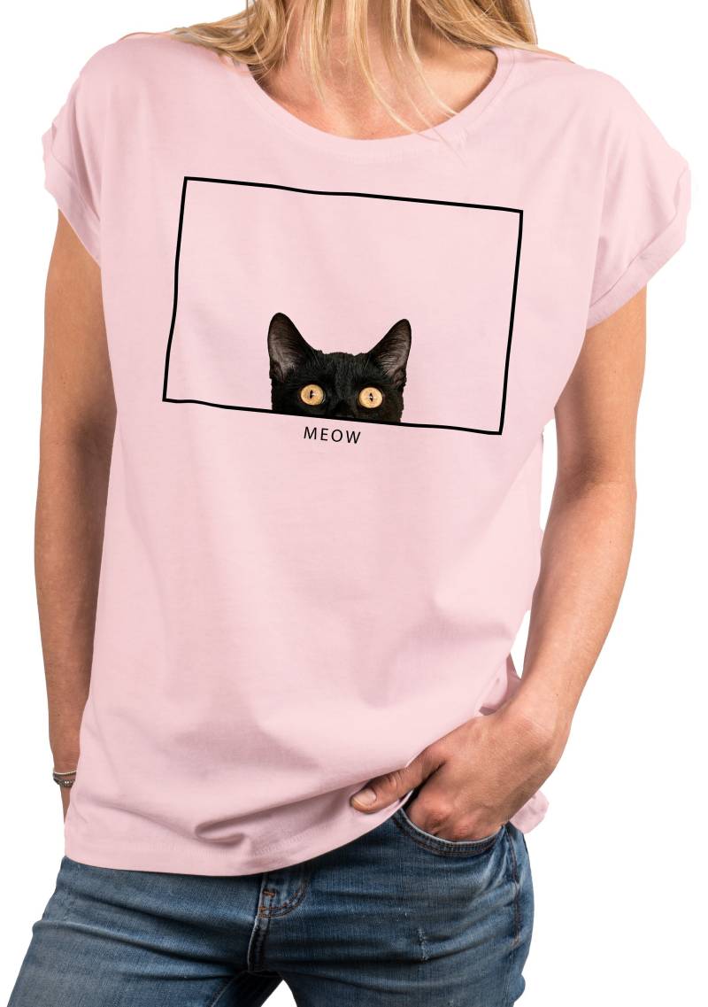 Katzen T-Shirt Damen Lustig Witzig Frech Damenshirt Tunika Sommer Top Spruch Meow Katzenshirt Große Größen Oversize Oberteile Cat von MakayaShirts